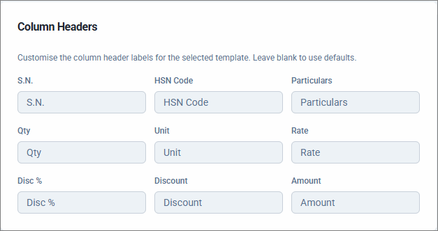 Print column header